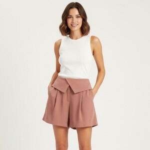 Urban‎ Outfitters Pleated Shorts Women Small Pink Mauve Flap Waist Flowy Work